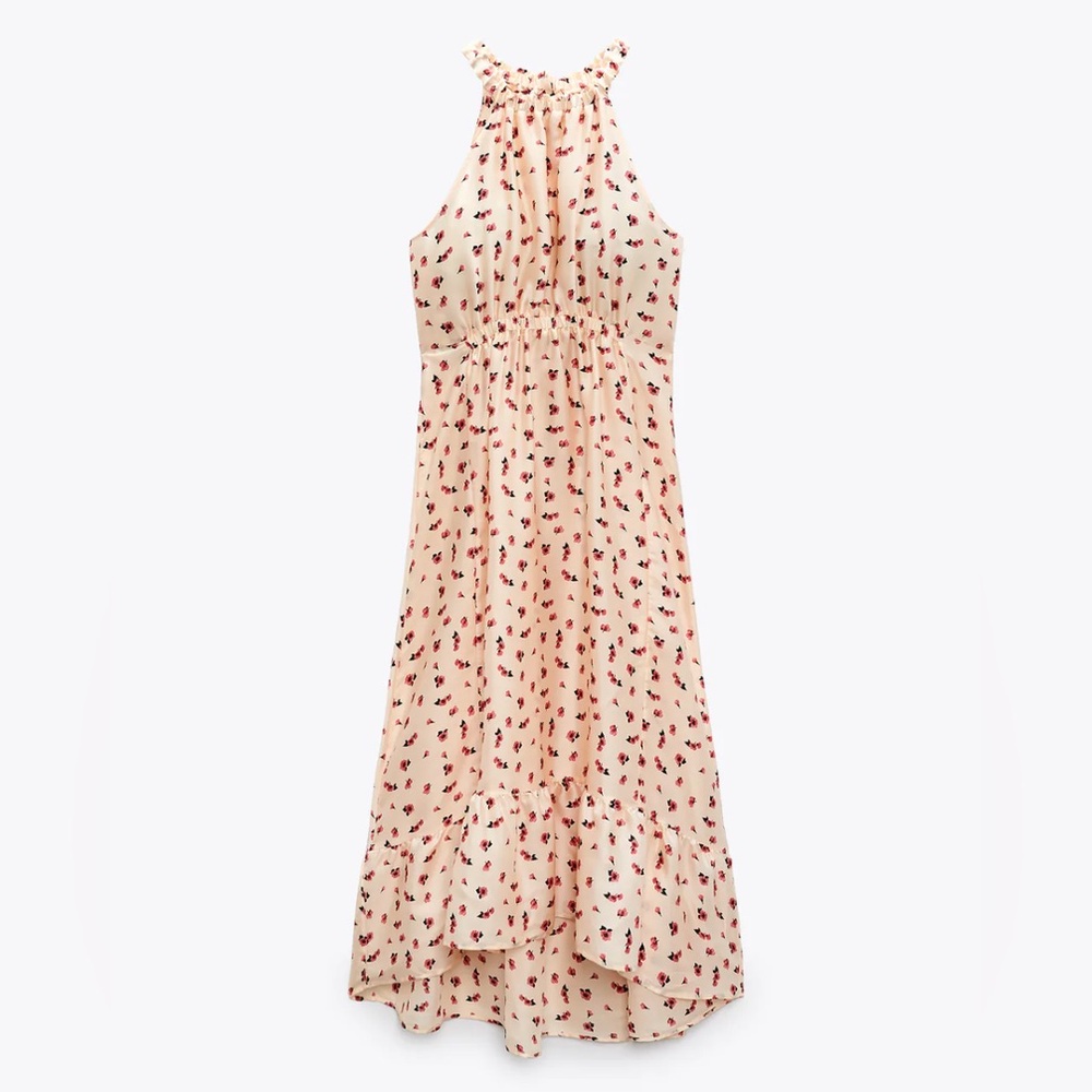 Zara Long Floral Printed Midi Dress NWT